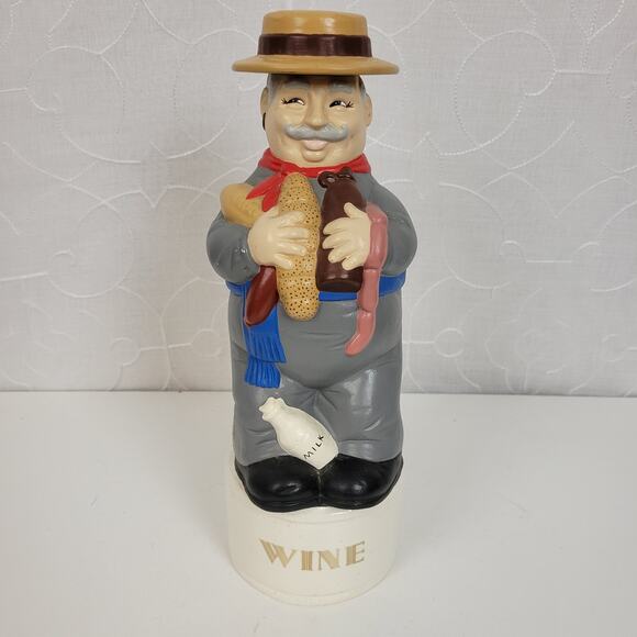 Vintage‎ Hand Painted Alberta's Ceramic Italian Man Wine Liquor Decanter 12" - Picture 14 of 15